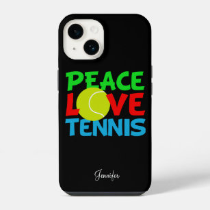 Funda Para iPhone 14 Jugador de tenis amante de la paz Cute negro perso