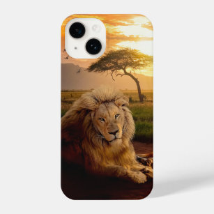 Funda Para iPhone 14 León majestuoso en África al atardecer