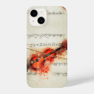 Funda Para iPhone 14 Músico de música de hojas de violín arte gráfico