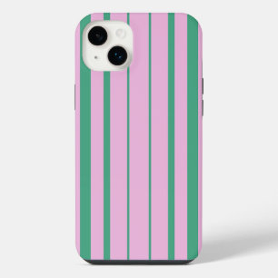 Funda para iPhone 14 Plus con rayas verdes y rosa