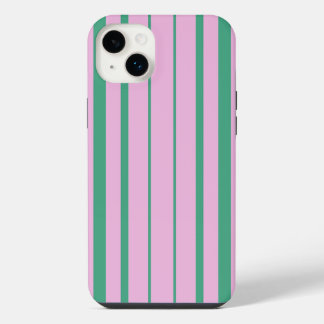 Funda para iPhone 14 Plus con rayas verdes y rosa