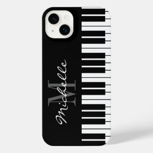 Funda Para iPhone 14 Plus Teclas de piano blanco y negro monograma iPhone 15