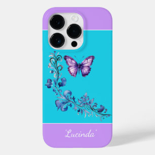Funda para iPhone 14 Pro de bonito Purple Butterfl