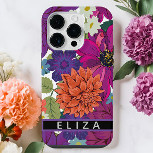 Funda Para iPhone 14 Pro Estuche de teléfono personalizado Floral de color 