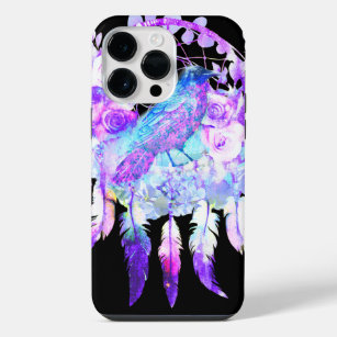 Funda Para iPhone 14 Pro Max Crow Dreamcatcher Blue Purple Floral
