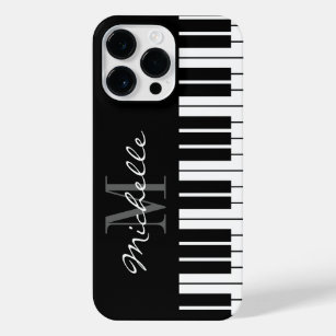 Funda Para iPhone 14 Pro Max Teclas de piano blanco y negro monograma iPhone 15