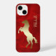 Funda Para iPhone 14 Rearing Gold Horse Silhouette Red (Back)
