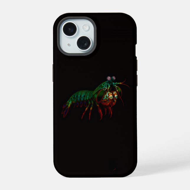 Funda para iPhone 15 Black 4 Luxe, camarón mantis (Reverso )
