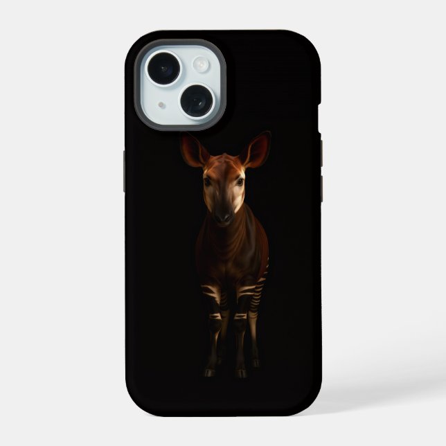 Funda para iPhone 15 Black 4 Luxe, Okapi del Bosqu (Reverso )