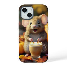 Funda para iPhone 15 con Ratón Adorable y Latte en