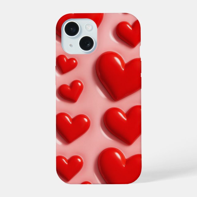 Funda para iPhone 15 Corazón Rosa Lindo  (Reverso )