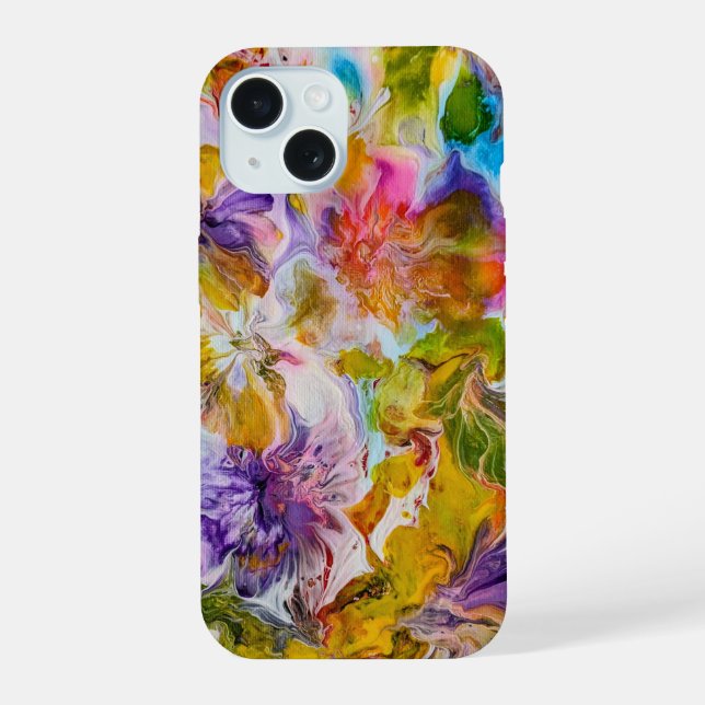 Funda para iPhone 15 de arte abstracto vibrante pi (Reverso )