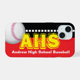 Funda para iPhone 15 de béisbol con tu nombre