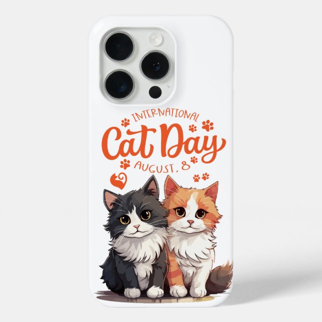 Funda para iPhone 15 de Día del Gato lindo - Celeb (Reverso )