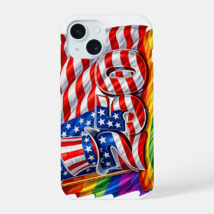 Funda para iPhone 15 de la bandera del orgullo Ame