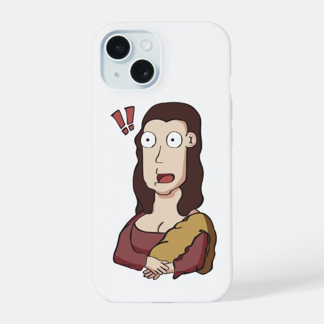 Funda para iPhone 15 de Mona Lisa conmocionada (Reverso )