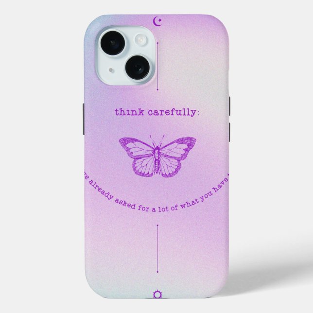 funda para iPhone 15 - Diseño de mariposa reflecta (Reverso )