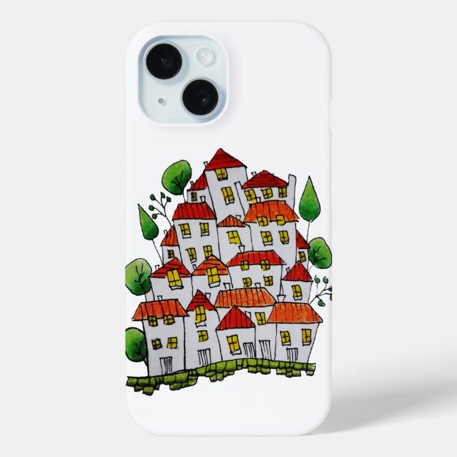 funda para iPhone 15 (Doodle - dibujado a mano) (Reverso )