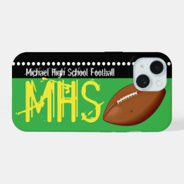 Funda para iPhone 15 Fútbol con tu nombre