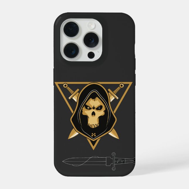 Funda para iPhone 15 Pro Calavera con Capucha Oscu (Reverso )