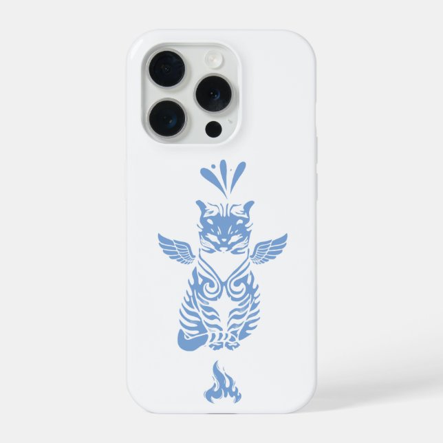 Funda para iPhone 15 Pro con Arte de Gato Tribal (Reverso )