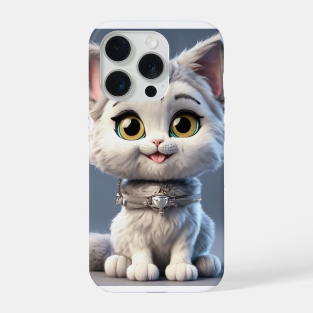 Funda para iPhone 15 Pro con ilustración de gato a (Reverso )