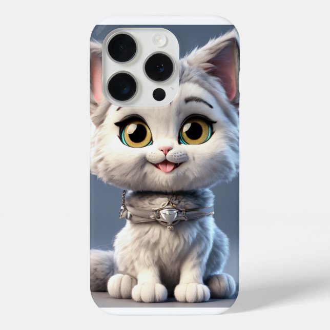 funda para iPhone 15 Pro con Ilustracion gato ador (Reverso )