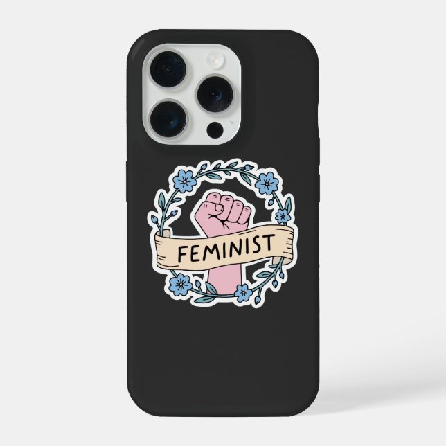 Funda para iPhone 15 Pro Floral Feminista (Reverso )