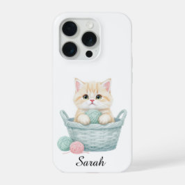 Funda para iPhone 15 Pro Lovely Yarn Kitten