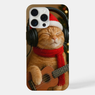 Funda para iPhone 15 Pro Max con gato tocando músi