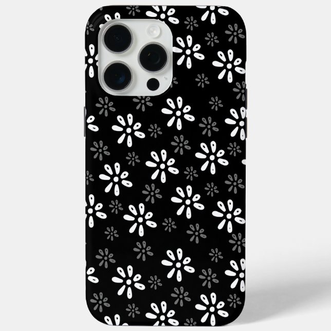 Funda para iPhone 15 Pro Max de Black Flowers (Reverso )