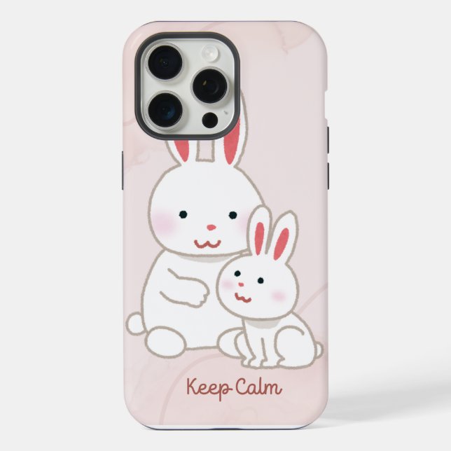 Funda para iPhone 15 Pro Max 'Keep Calm' Bunny (Reverso )