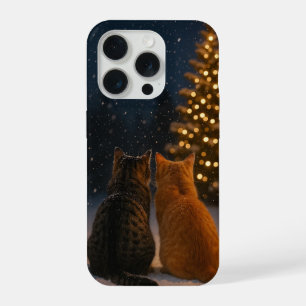 Funda para iPhone 15 Pro Pareja de Gatos de Navida