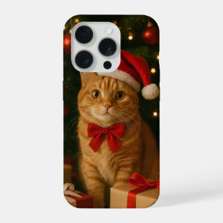 Funda para iPhone 15 Pro Santa Ribbon Cat