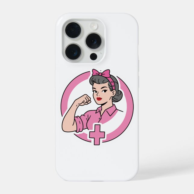 Funda para iPhone 15 Pro Vintage Enfermera Feminis (Reverso )