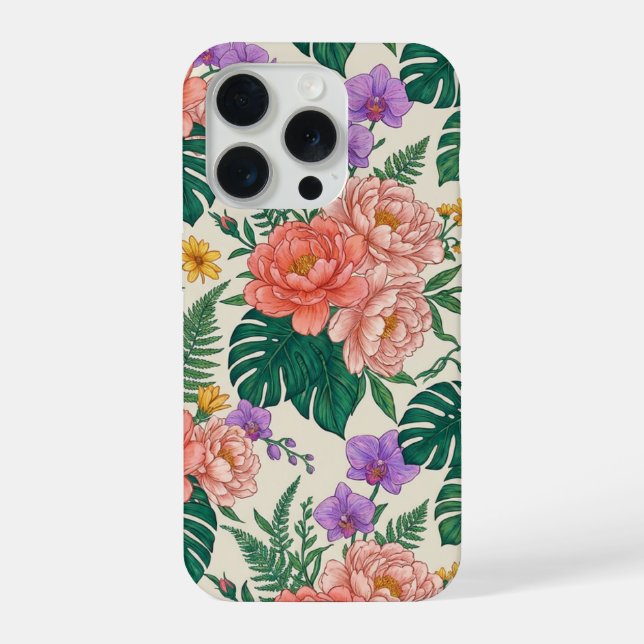 Funda para iPhone 15 Rosa Floral – Diseño de Flor  (Reverso )