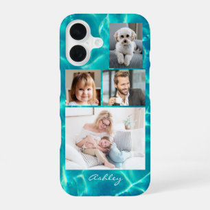 Funda Para iPhone 16 4 fotos de familia o amigos, nombre del guión en a