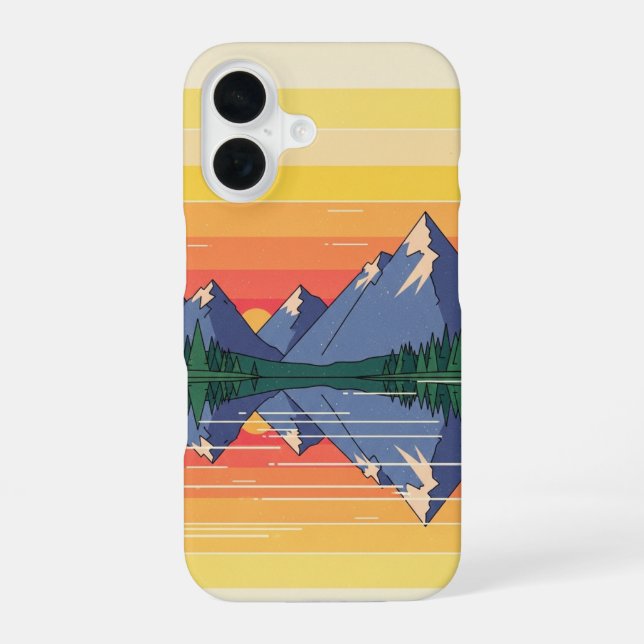 Funda Para iPhone 16 70s Minimalist Sunset Lake (Reverso )