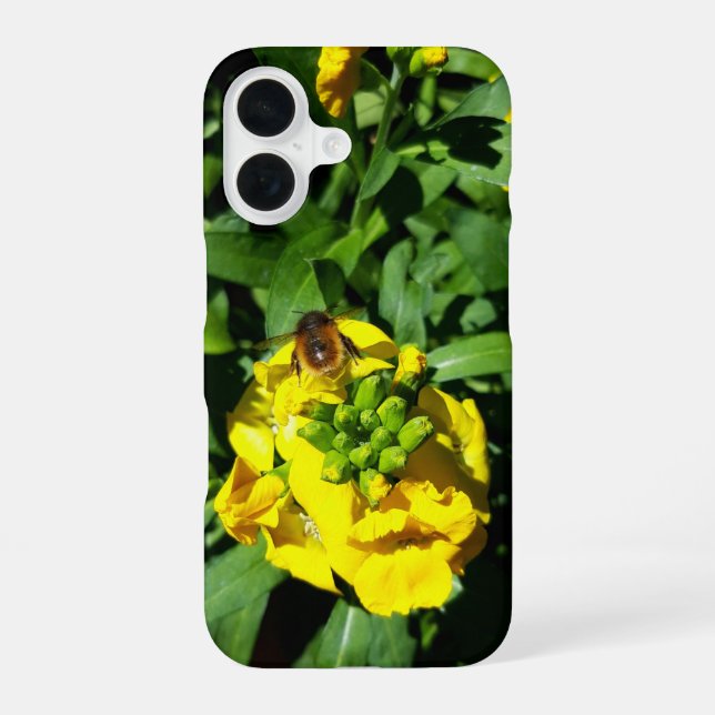 Funda Para iPhone 16 Abeja a las flores amarillas (Reverso )