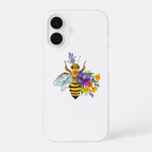Funda Para iPhone 16 Abeja de flor con plantas silvestres