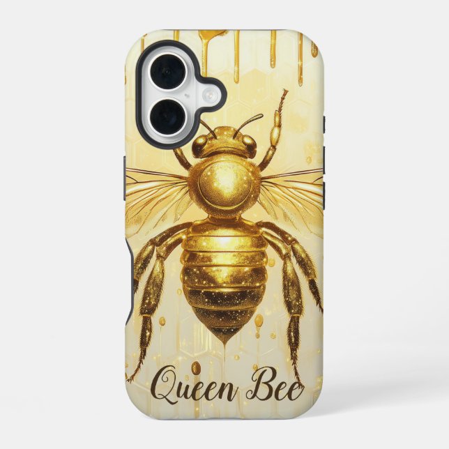 Funda Para iPhone 16 Abeja de Miel Dorada Personalizada Colmena Abeja d (Reverso )