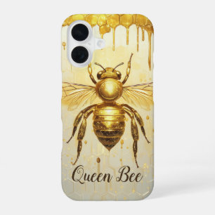Funda Para iPhone 16 Abeja Melífera Colmena Personalizada en Oro