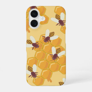 Funda Para iPhone 16 Abejas Melíferas y Diseño de Panal