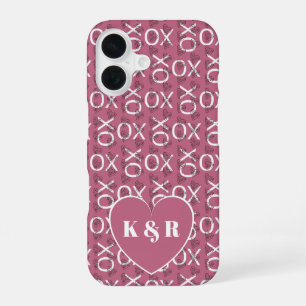 Funda Para iPhone 16 Abrazos y besos personalizados XOXO Rosa
