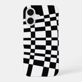 Funda Para iPhone 16 Abstract Black and White Checks