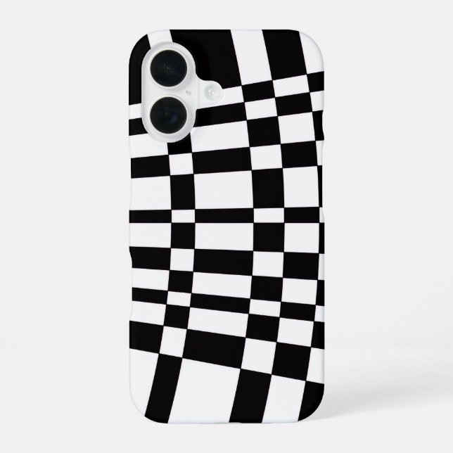 Funda Para iPhone 16 Abstract Black and White Checks (Reverso )