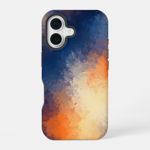 Funda Para iPhone 16 Abstract Brushstrokes: Vibrant Blue & Orange.