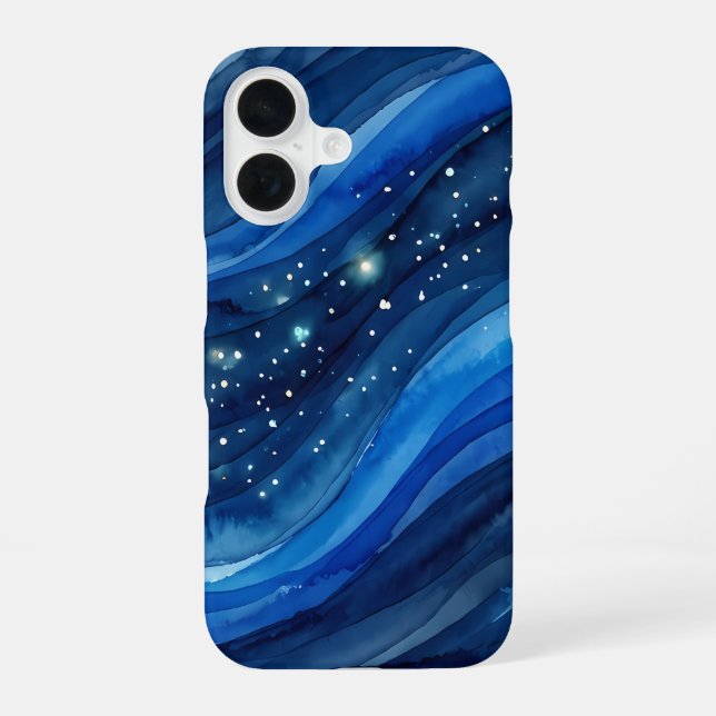 Funda Para iPhone 16 Acuarela de agua de mar estrellada (Reverso )