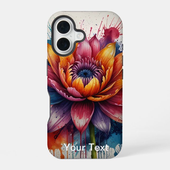 Funda Para iPhone 16 Acuarela de flores OtterBox (Reverso )