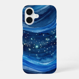 Funda Para iPhone 16 Acuarela de océano azul cósmico
